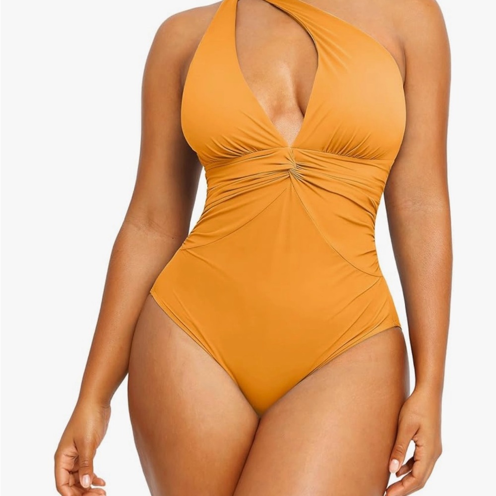 SHAPELLX Chic One-Shoulder Swimsuit Tummy Control Size Large